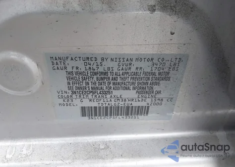 2015 Nissan Versa Note Sr z USA, uszkodzony, nr VIN 3N1CE2CP5FL433251